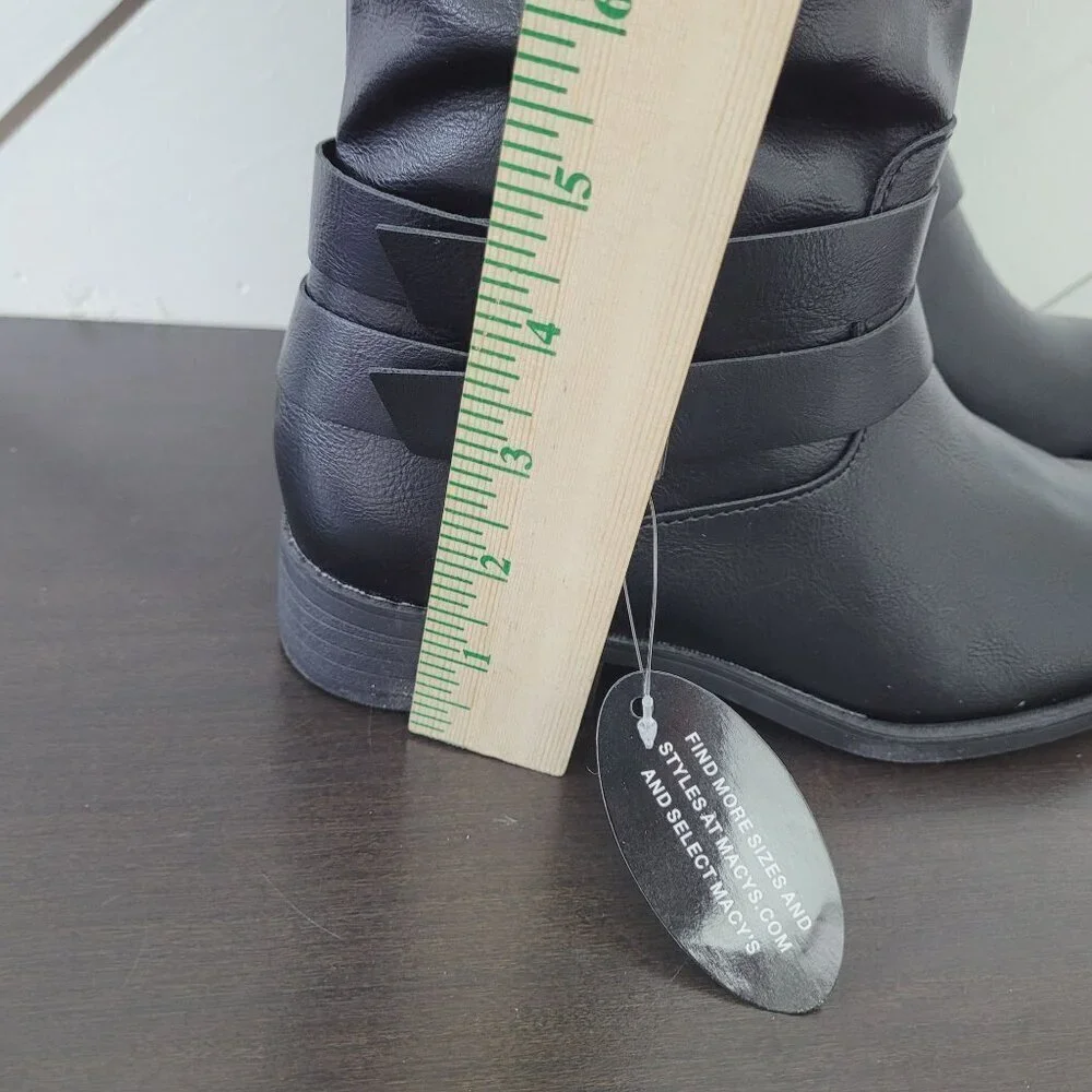 NWT Style & Co Womens Malliaa Knee-High Black Boots 6M  Buckle Straps